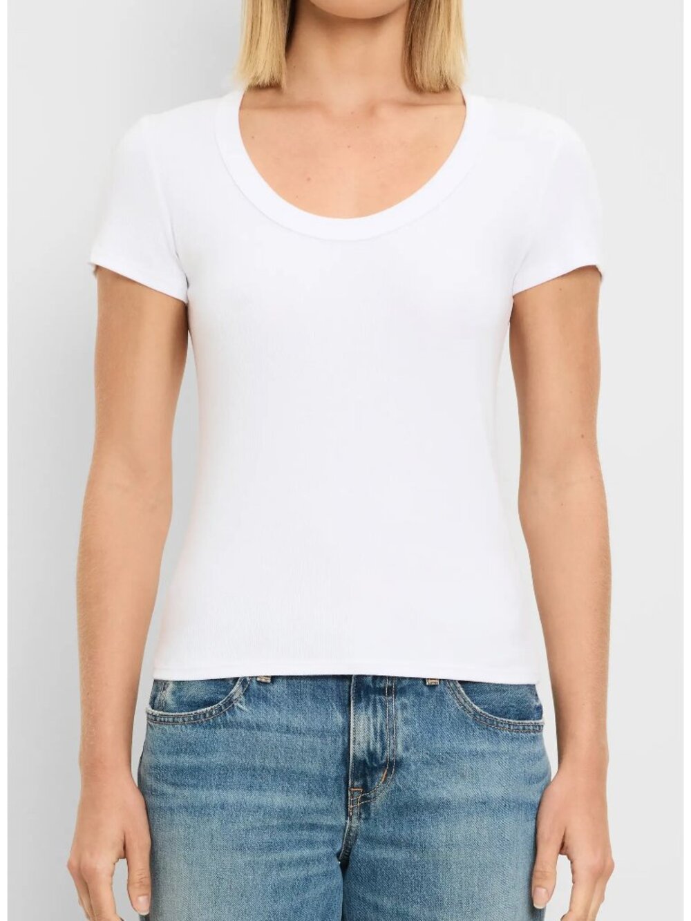 Cynthia Rowley white short-sleeve scoop neck t-shirt in Small